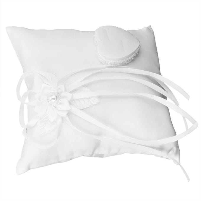 Witte Ringkussen Camellia Hartvorm Ringkussen Bruiloft Benodigdheden voor Feest Bruiloft white