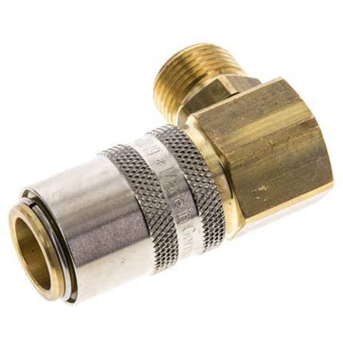 Messing DN 9 Tempereerkoppeling Snelkoppeling G 3/8 inch Buitendraad 90-deg