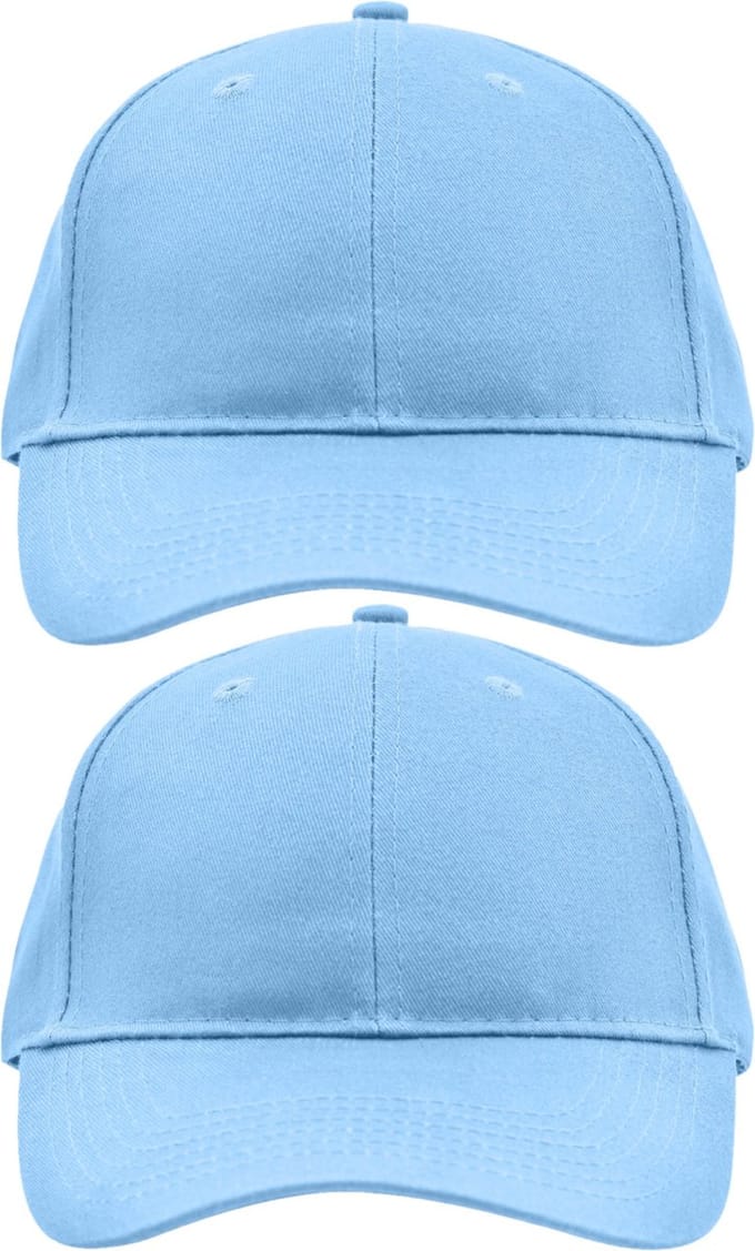 4x stuks 6-panel baseball lichtblauwe caps/petjes