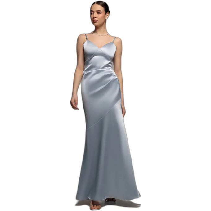 Satin Aansluitend Jurk met Drapé Rug Dames Goddiva