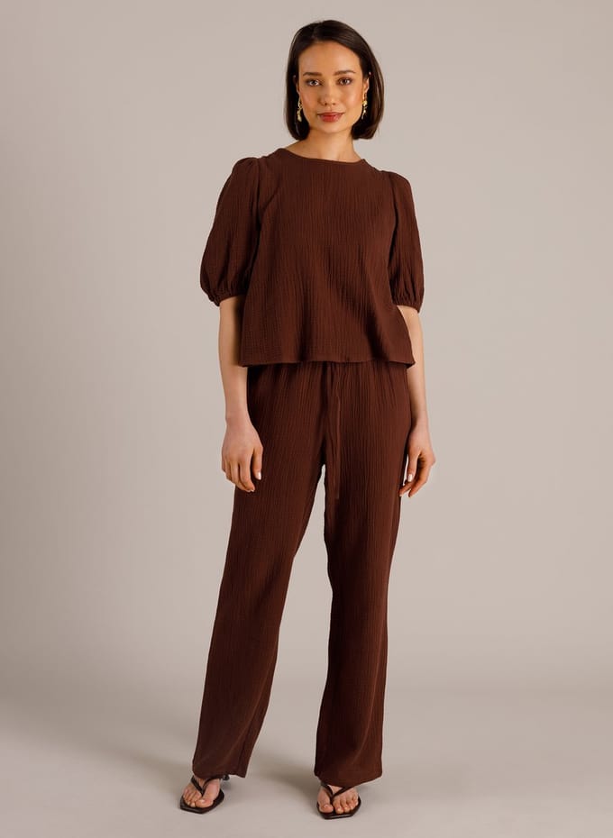YEST Mirka Bottoms - Coffee Brown - maat 46