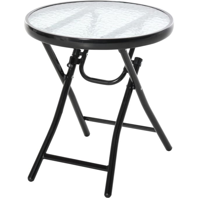 4goodz Bistrotafel Rond met Glasplaat 45 cm - Zwart