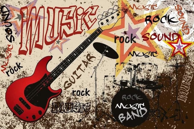 Fotobehang - Red Guitar 375x250cm - Vliesbehang