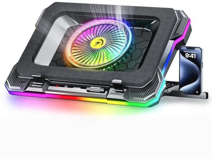 RGB Gaming Laptop Koelpad met turboventilator en instelbare hoogtes