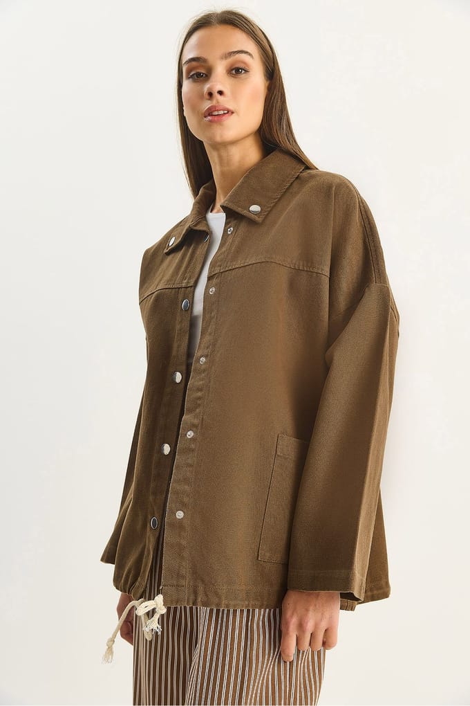 Oversized Denim Gepbuttonde Jas
