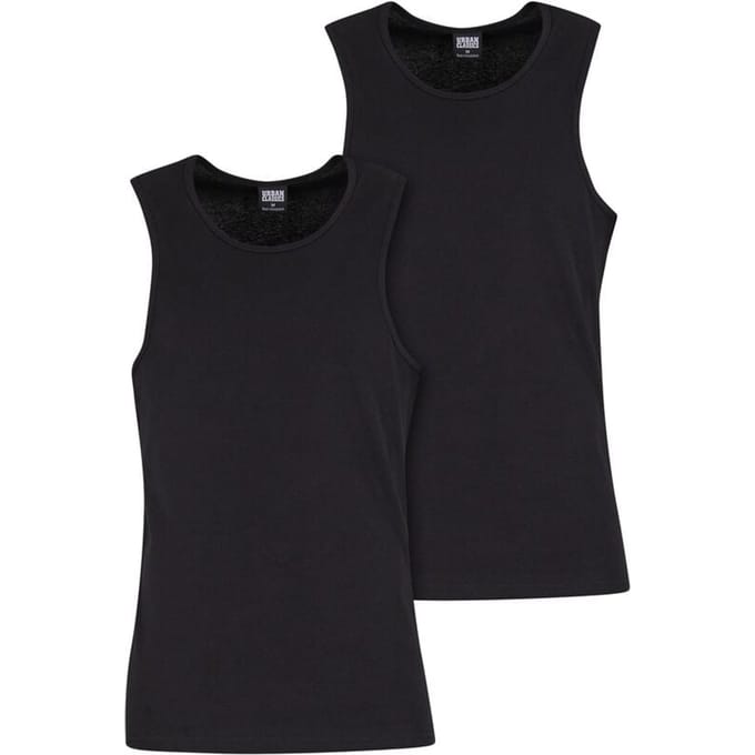 Urban Classics Geribde hemden (Set van 2) Heren Tanktop - zwart - L