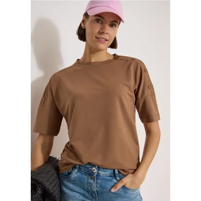 Shirt met afhangende schouders en knopen