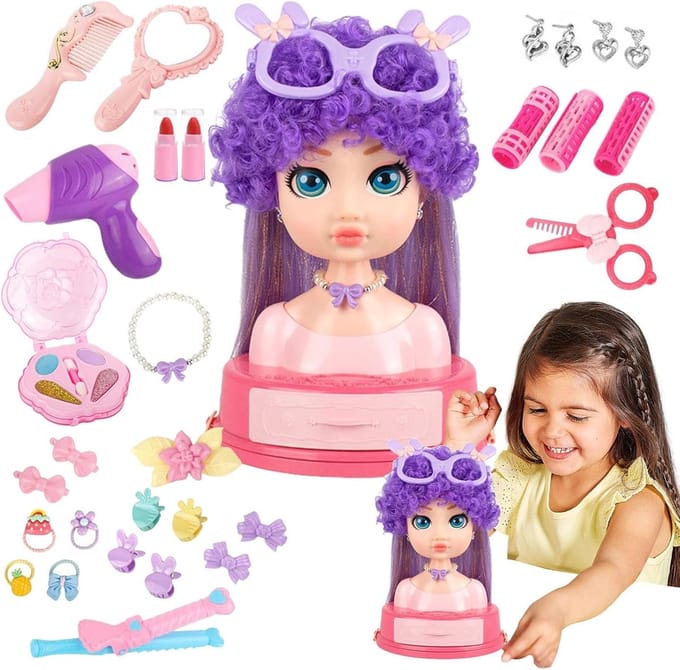 Styling Poppenhoofd - Speelgoed Hoofd - Haar Styling - 31 Delige Set - 19.8 cm Hoog