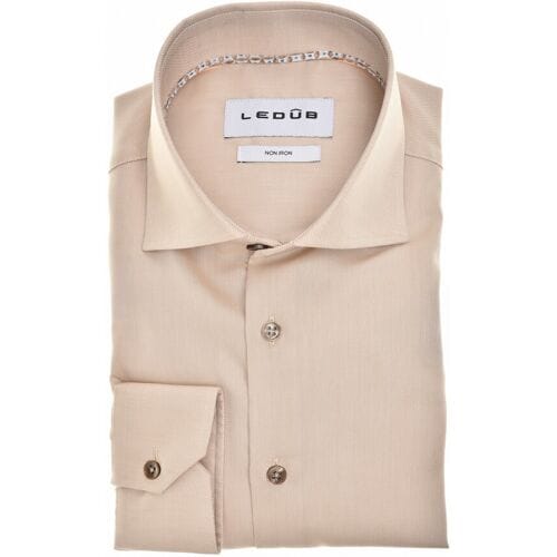 Ledûb Overhemd Uni Color Pure Cotton Non-Iron Zand / male
