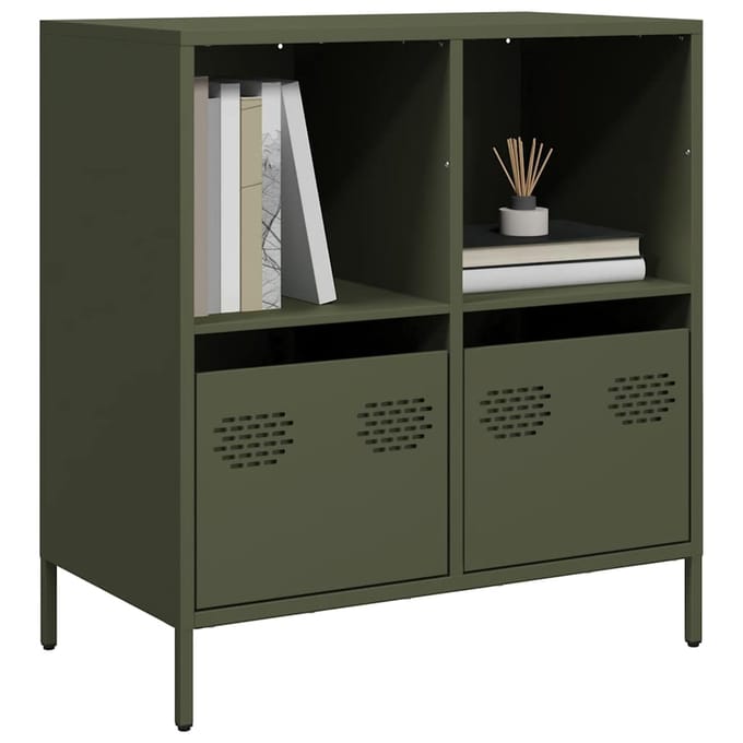 vidaXL - Dressoir - 68x39x73,5 - cm - koudgewalst - staal - olijfgroen