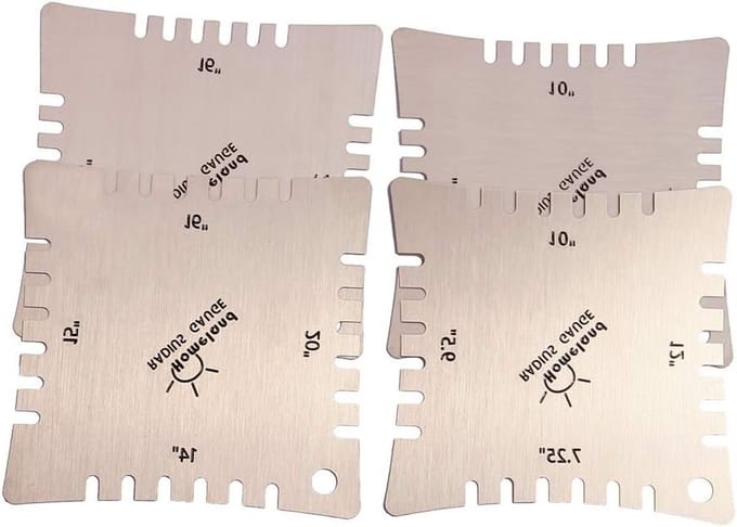 Set van 4 Notched Radius Gauge voor het meten van de vingerbordradius van gitaren met snaren en accessoires