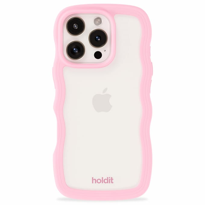 Holdit Wavy Case geschikt voor Apple iPhone 16 Pro - Transparent / Pink
