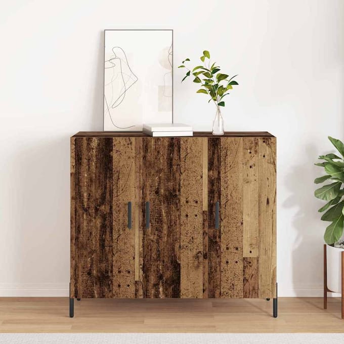 vidaXL Dressoir Oudhout 90 x 34 x 80 cm Bewerkt hout