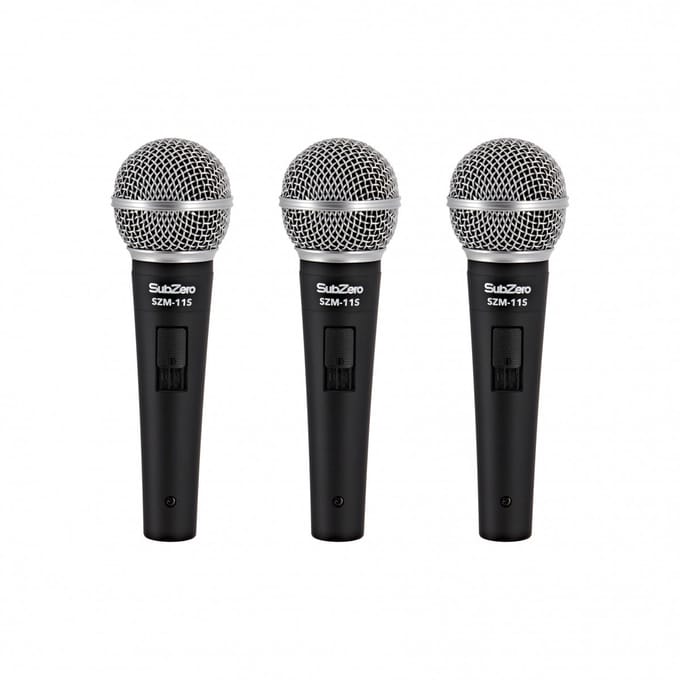 SubZero SZM-11S Dynamic Vocal Microphone with Switch, 3 Pack