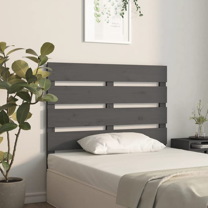 vidaXL - Hoofdbord - 100x3x80 - cm - massief - grenenhout - grijs