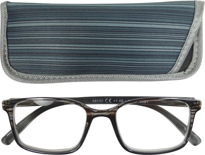 Lilly&June Leesbril Grijs Gestreept +2 - Met Bijpassend Etui