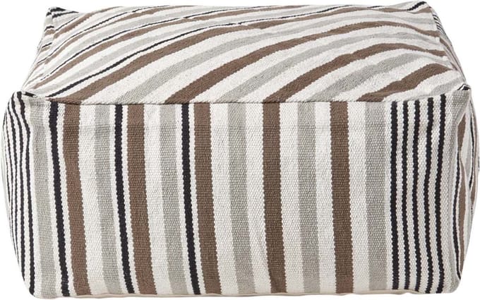 Homescapes Designer Kruk Poef Kubus Selam grijs wit - L