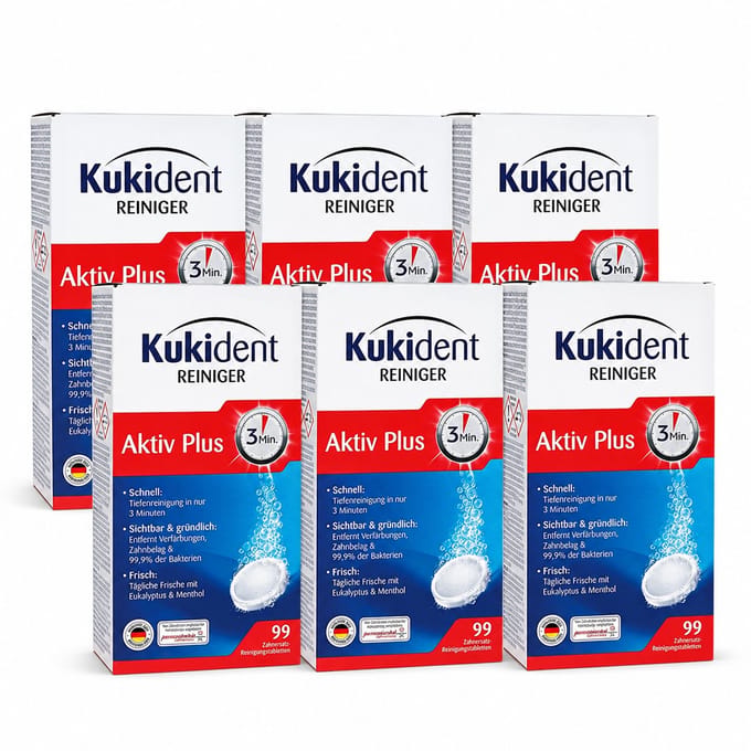 Kukident AktivPlus | 594 tabletten | 3 minuten gebitsreiniger | 6 x 99 stuks