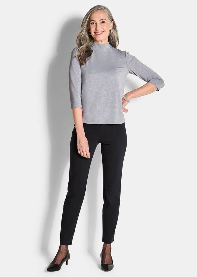 Shirt van glanzende viscose-jersey - grijs - Gr. 20 van Goldner Fashion