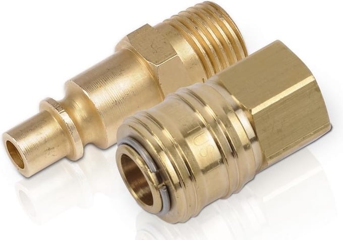 Powerplus POWAIR0261 Compressor koppelingen - Verloopstuk vrouwelijk - Orion naar Euro koppeling - 2stuks - Koper