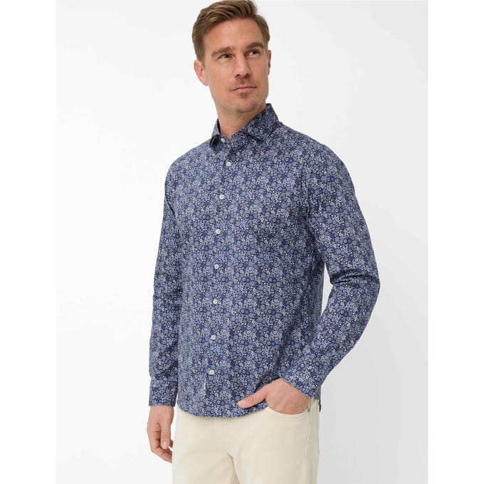 Brax Heren Overhemd  Style HAROLD marine, donkerblauw, maat L
