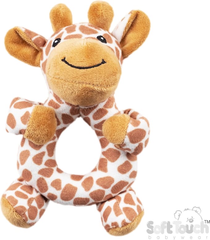 Soft Touch Rammelaar Giraffe Giraf Unisex 15 Cm Polyester Off white met bruine vlekken