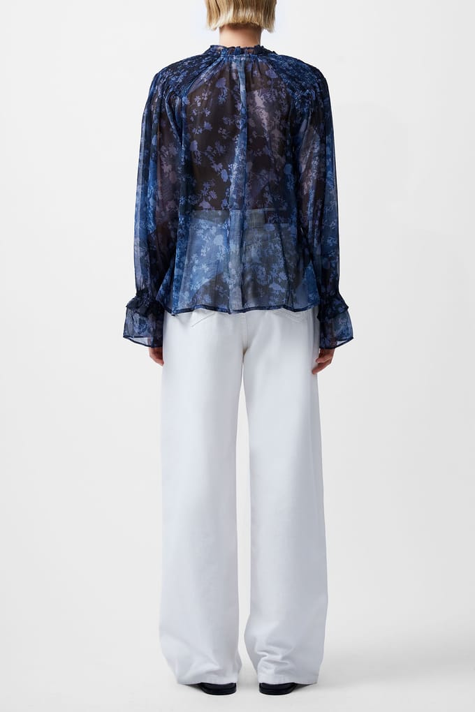 French Connection Dawn Hallie Crinkle Top Indigo Maat: S | Blouses Outlet | Dames | Blauw