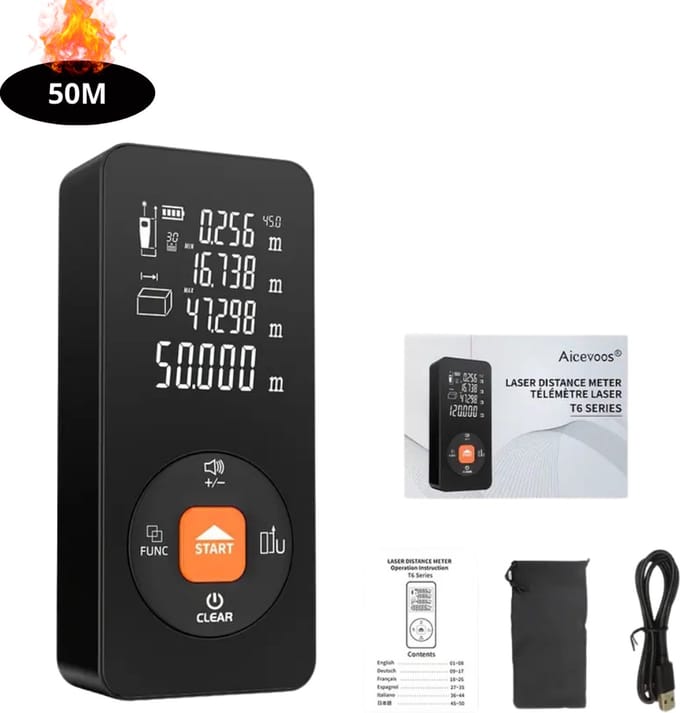 Nivard Laserafstandsmeter - Laser - Afstandsmeter - Afstandmeter - Rangefinder - Digitale Meetlint - Precisiegereedschap - 50 Meter