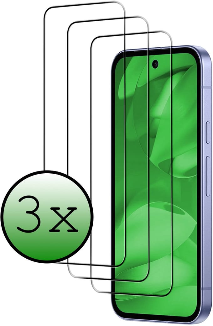 Screenprotector - 3 Stuks Geschikt voor Google Pixel 9a - Full Cover - Beschermglas - Gehard Glas - Tempered Glass - Screen Protector