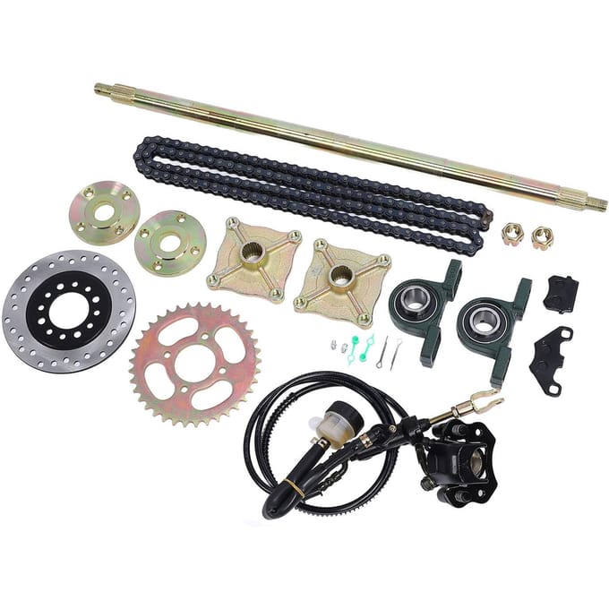 25.5in Go Kart Achteras Kit Robuuste Verbeterde Grip Tandwielnaaf Remsamenstel Ketting Schijf voor 50cc 70cc 90cc ATV black