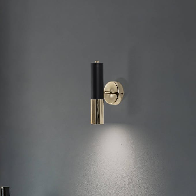 Domiluce Wandlamp Orino, zwart/goud, metaal, GU10