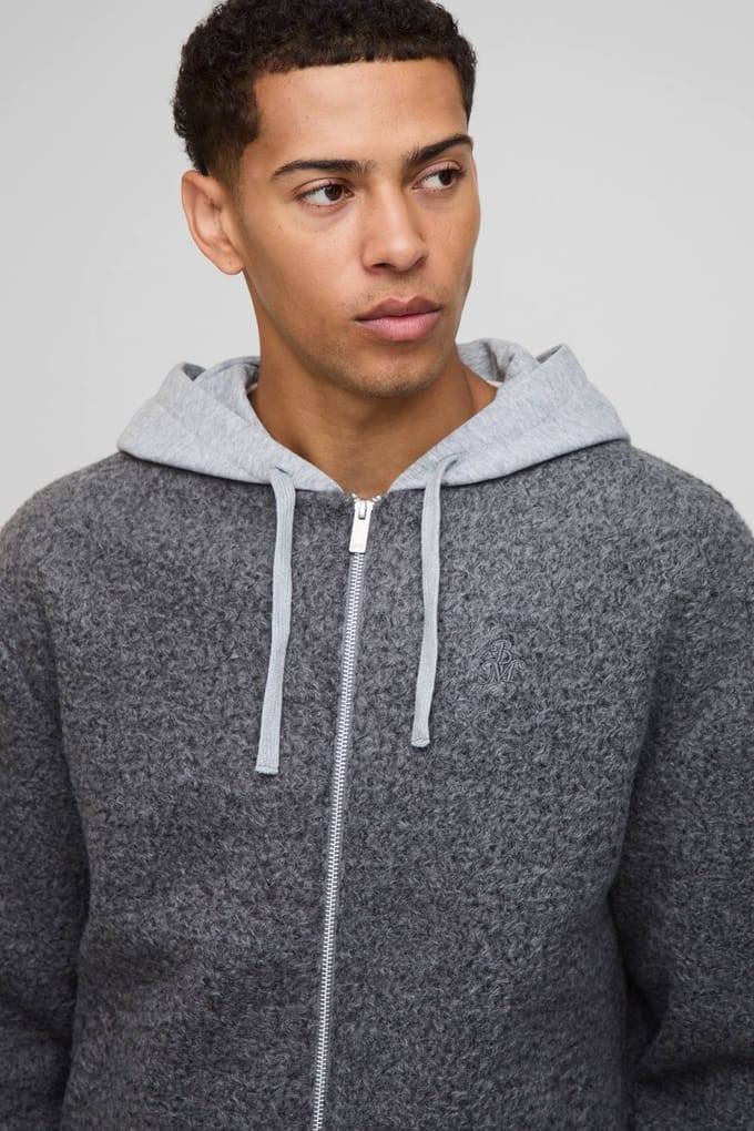 Oversized Hooded Brushed Overshirt | Dark Grey | Size Medium