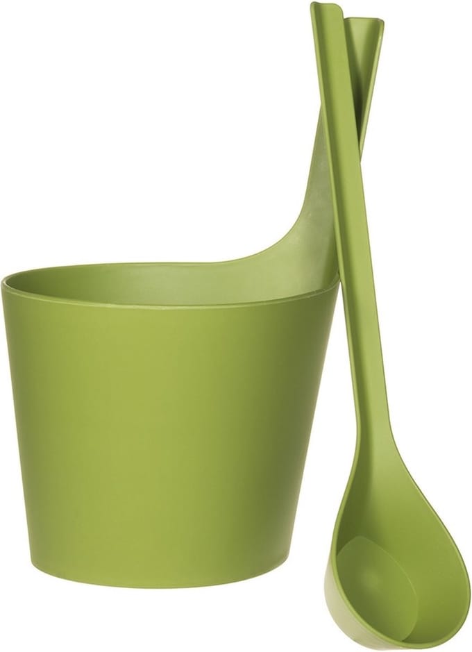 Rento Sauna Emmer met Lepel - Deluxe - kunststof - Mosgroen (5L)