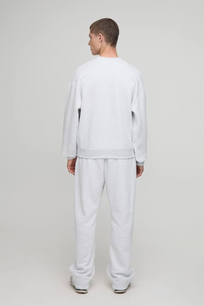 Essential Oversized Boxy Crew Neck Sweatshirt | Grey Marl | Size Small