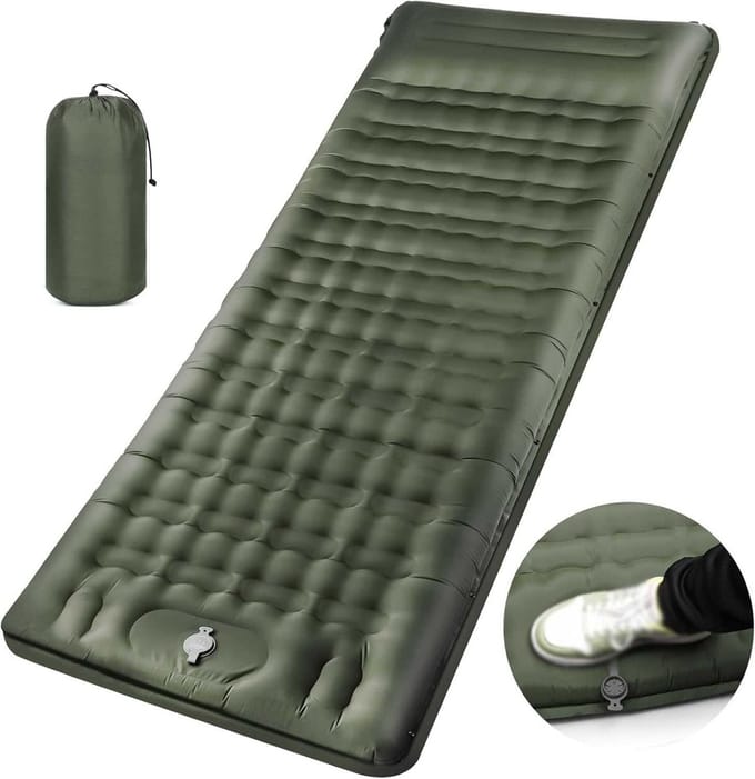 Zelfopblazend kampeermatras, draagbaar en compact, perfect voor buitenactiviteiten - donkergroen