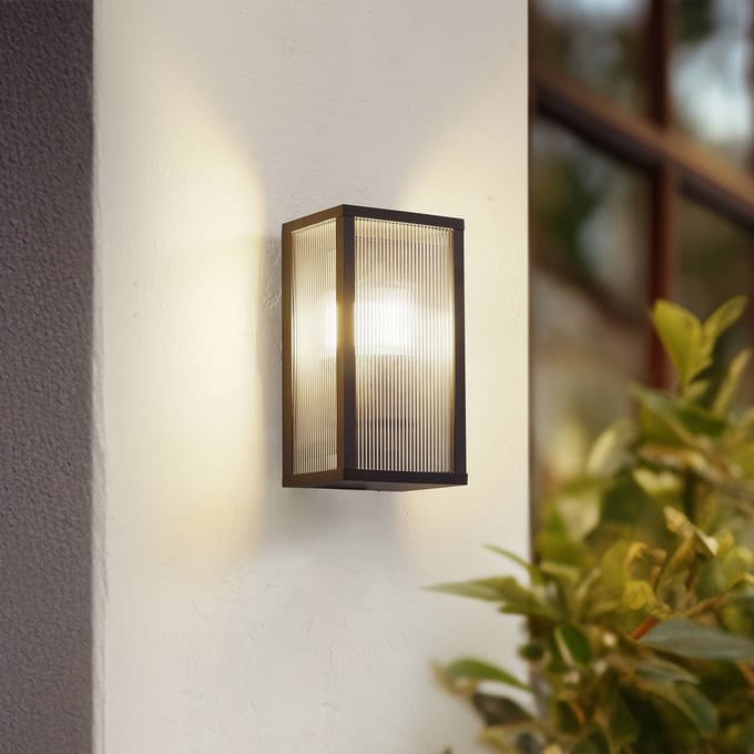 Lindby - Wandlamp buiten - 1licht - Aluminium, polycarbonaat - H: 26 cm - E27 - antraciet, transparant