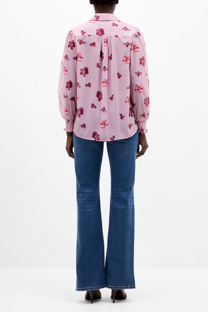 French Connection Ella Rose Georgette Long Sleeve Top Sweetpea Multi Größe: S | Blusen Outlet | Damen | Rosa