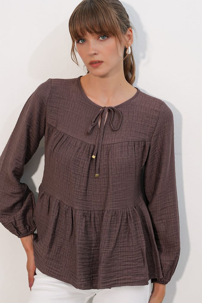 Gestreepte Blouse met Knoopsluiting