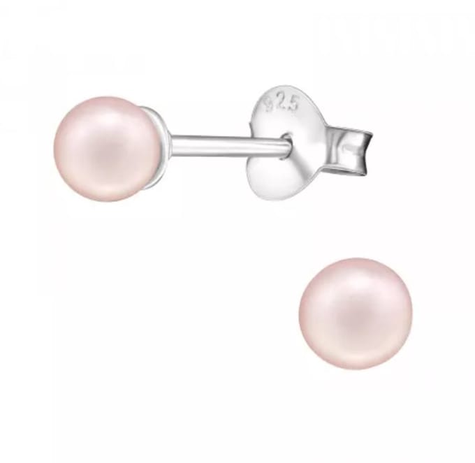La Rosa Princesa Kleine Parel Oorbellen licht Roze 4mm | Zilver