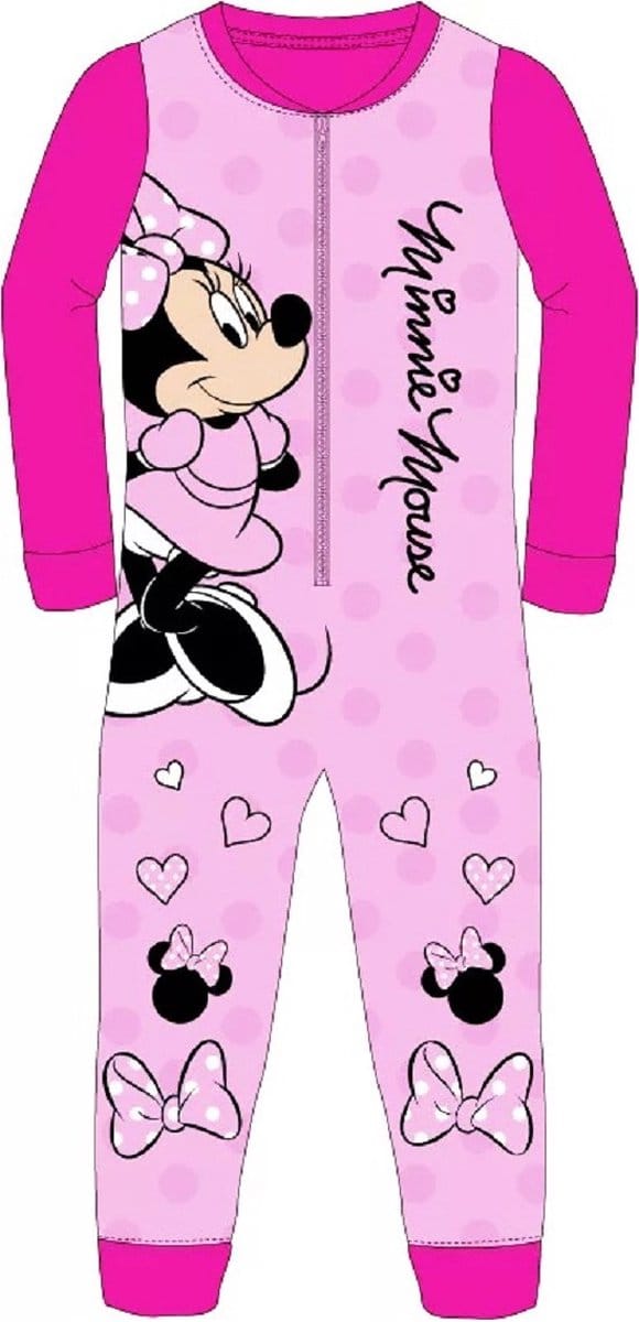 Minnie Mouse onesie - Maat 116/128 - Minnie Mouse jumpsuit / pyjama / huispak - Roze