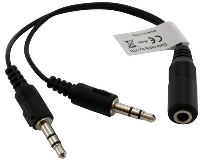 2x 3,5mm > 3,5mm 4-polig headset adapter (CTIA/AHJ) - zwart - 0,15 meter