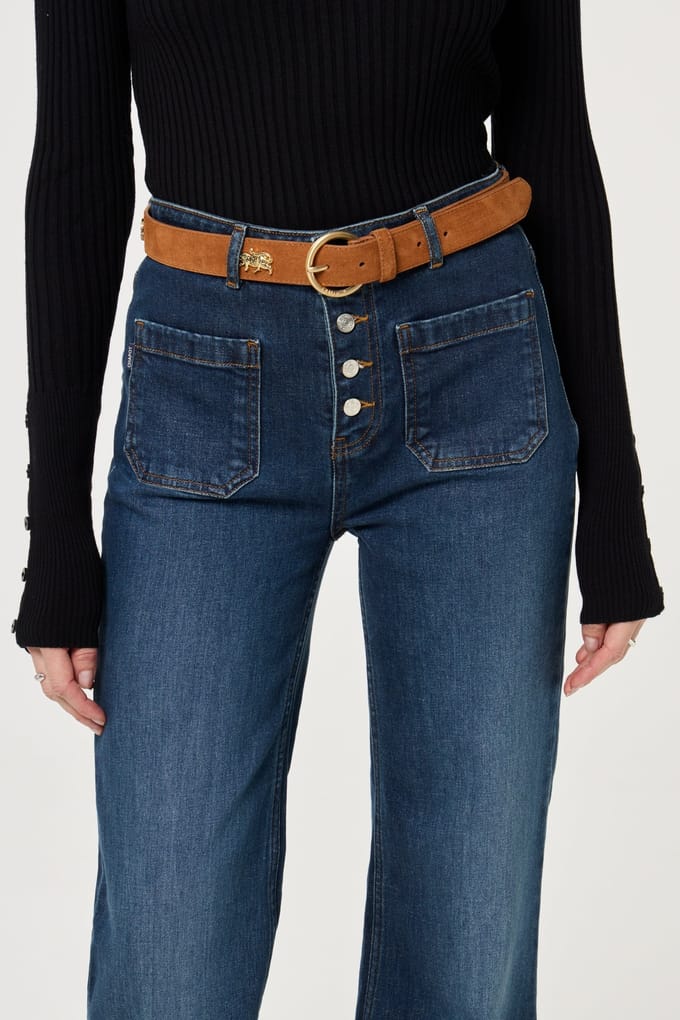 Fabienne Chapot Studded Leopard Belt Burnt Sugar Maat: 85 | Riemen Outlet | Dames | Bruin
