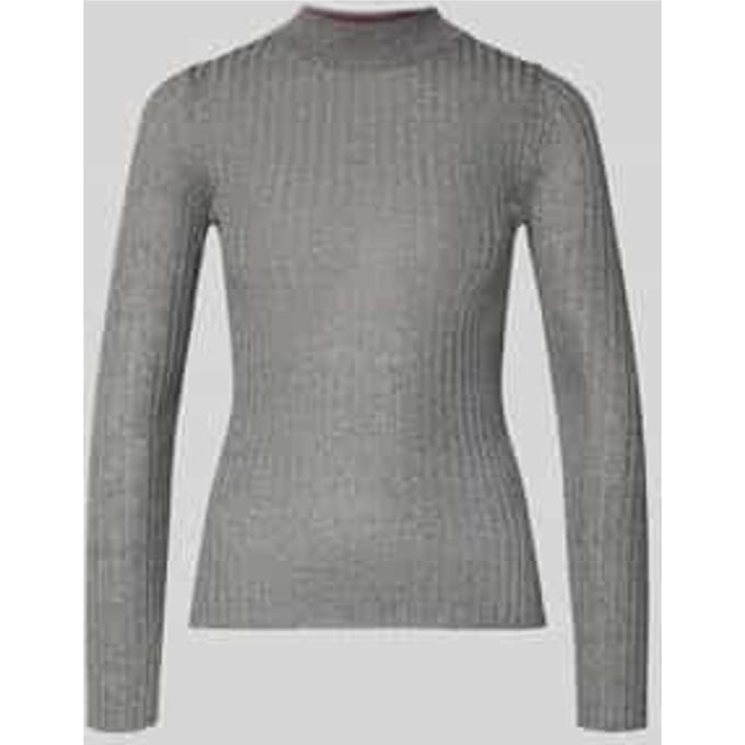 Gebreide pullover met geribde opstaande kraag