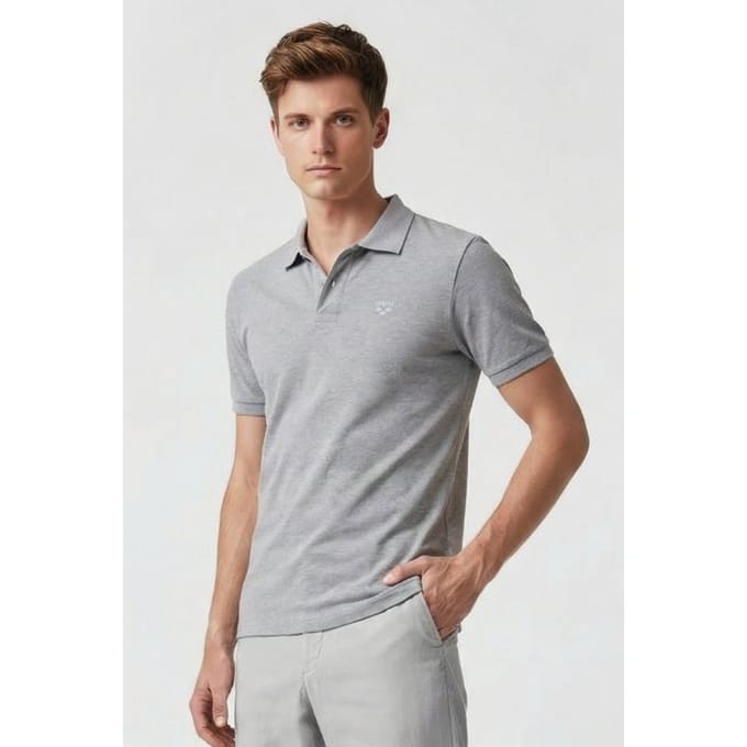 Arena Men's Poloshirt Solid Cotton Piquet Medium Grey Heather-whit Maat: S | Poloshirts Outlet | Heren | Grijs