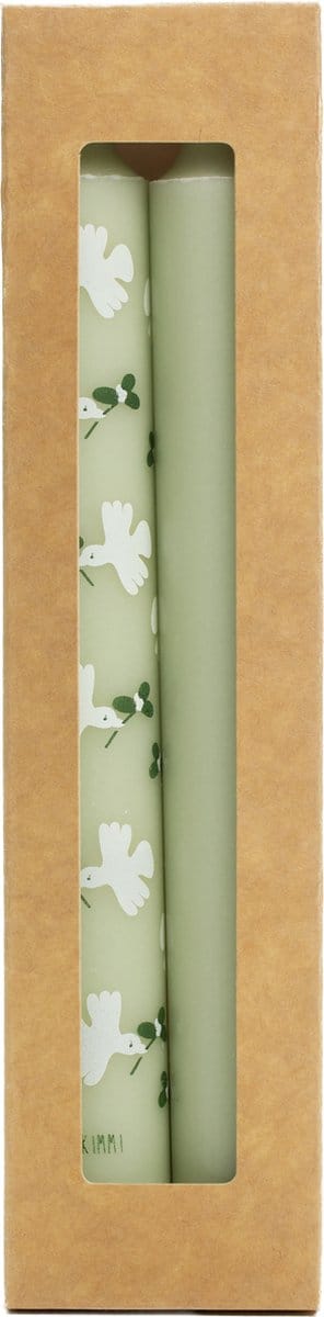 Rustik Lys - Stearine dinerkaarsen 'Dove' (Dusty Green, set van 2, 7 branduren)