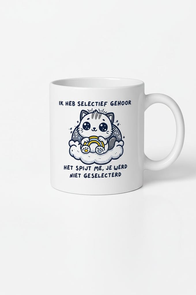 Grappige Mok - Ik Heb Selectief Gehoor - Cadeau voor Kattenliefhebbers