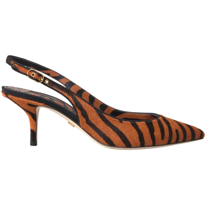 Dolce & Gabbana Zwarte Oranje Zebra Lederen Slingbacks Schoenen