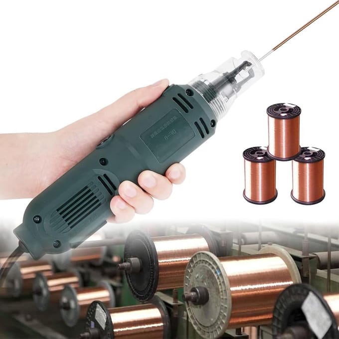 Elektrische Draadstripper - Magneetdraadstripper Verfschraper - Spoelen Repareren - Roterend Schrapend Ontwerp - 03-3 mm - Grijs