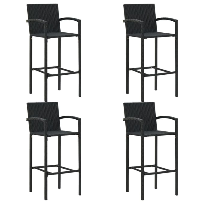 vidaXL - 5-delige - Tuinbarset - met - armleuningen - poly - rattan - zwart