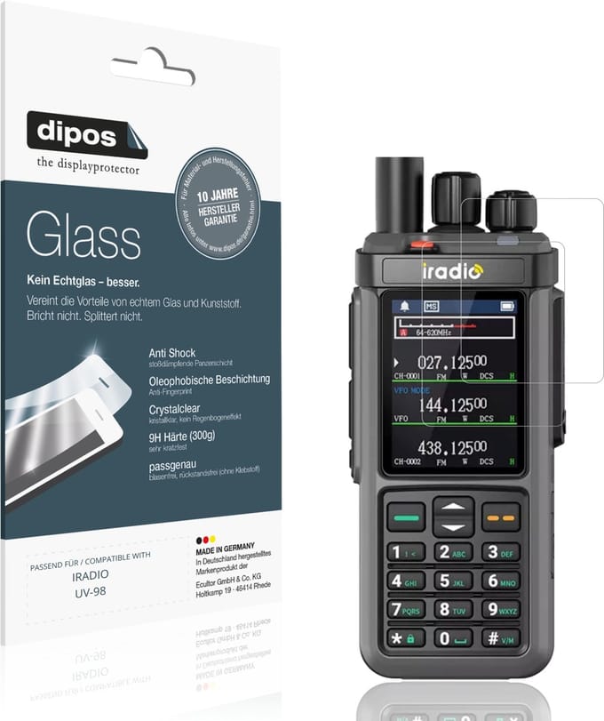 dipos – 2x Pantserfolie geschikt voor IRADIO UV-98 | 9H Screenprotector